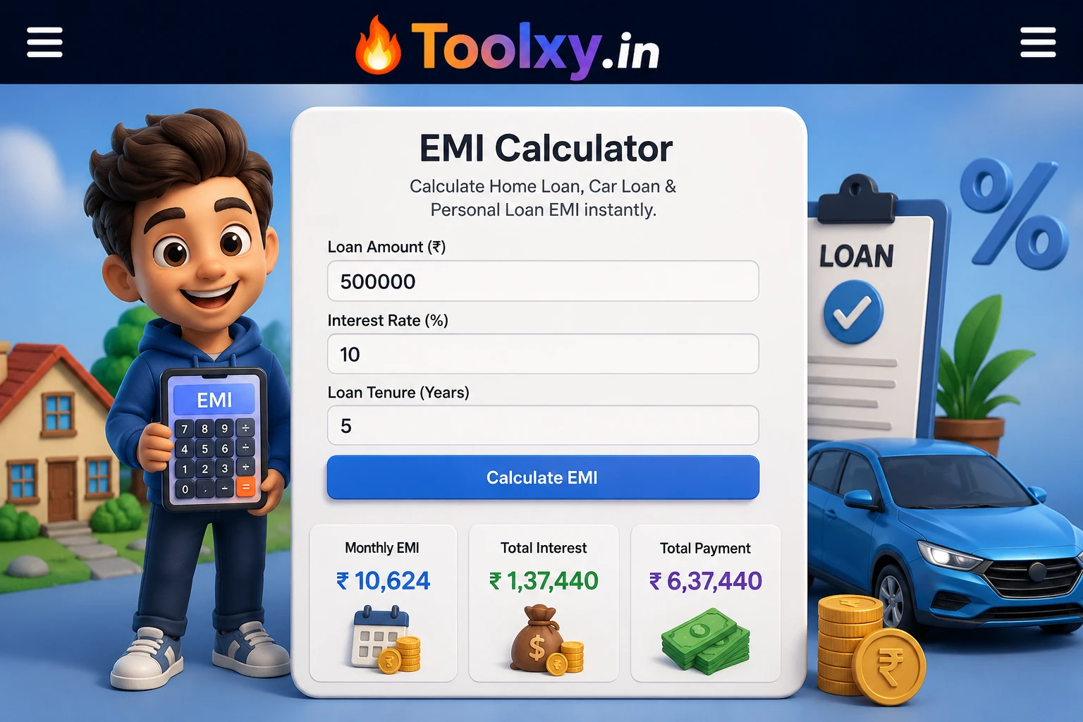EMI Calculator Online Tool Thumbnail