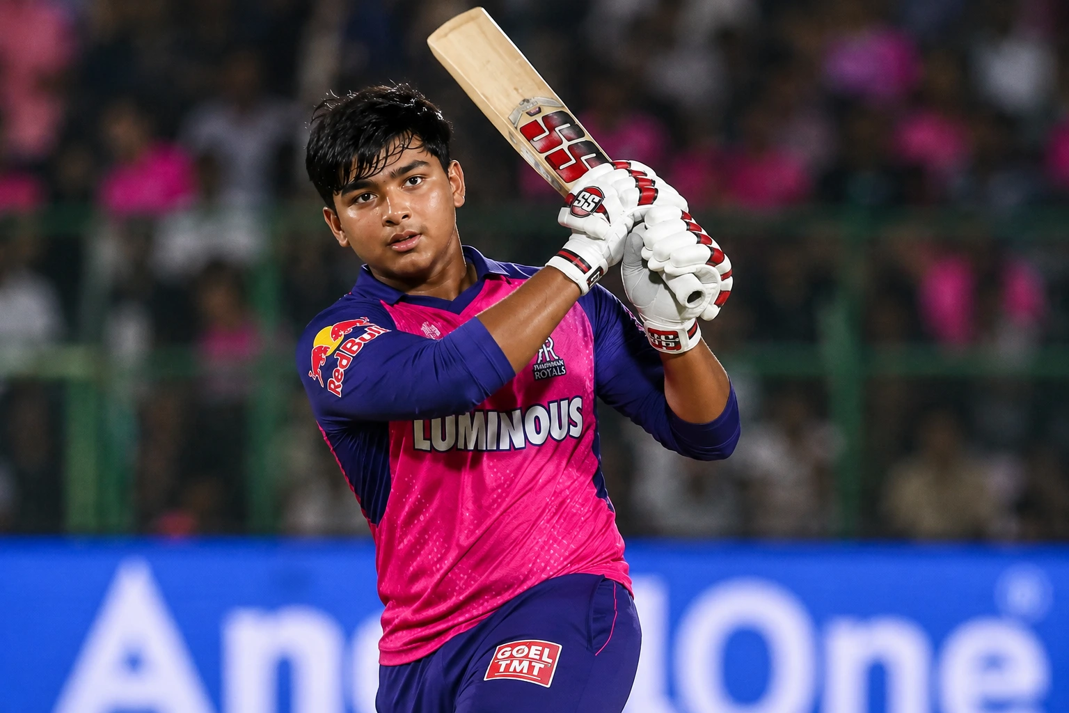 Vaibhav Sooryavanshi batting action during cricket match