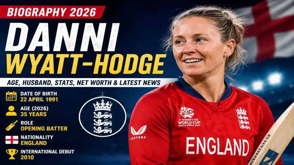 Danni Wyatt-Hodge Biography 2026 showing England women's cricketer, age, wife, career statistics and latest cricket news.
