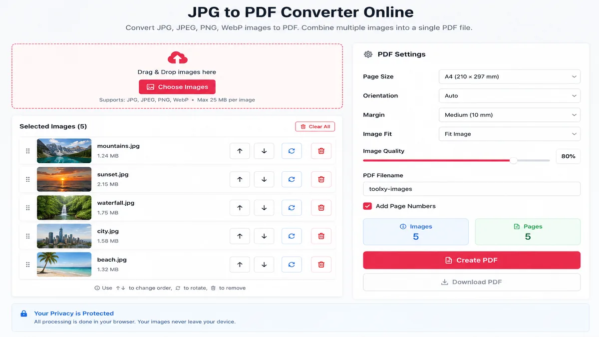 JPG to PDF Converter Online tool for converting images to PDF