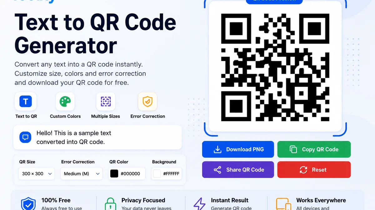 Text to QR Code Generator online tool