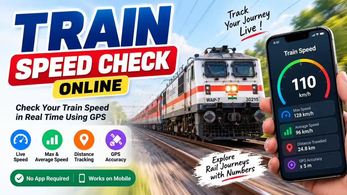 Train Speed Check Online tool showing live train speed using GPS